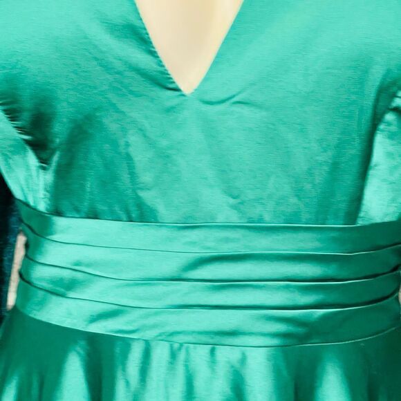 Mac Duggal Long Sleeve Plunge Neck Cocktail Midi Dress SZ16 - Picture 4 of 9